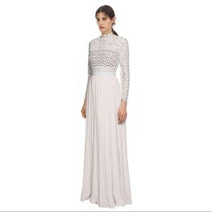 Self-Portrait Pleated Crochet Floral Maxi Dress